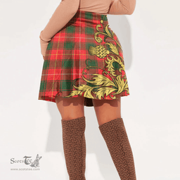 Scottish MacFie Tartan Womens Mini Skirt Scotland Luxury Golden Thistle Skirt
