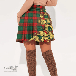 Scottish Stewart Atholl Modern Tartan Womens Mini Skirt Scotland Luxury Golden Thistle Skirt
