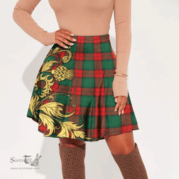 Scottish Stewart Atholl Modern Tartan Womens Mini Skirt Scotland Luxury Golden Thistle Skirt