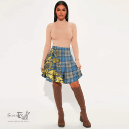 Scottish Napier Ancient Tartan Womens Mini Skirt Scotland Luxury Golden Thistle Skirt