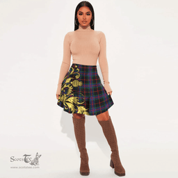 Scottish Nairn Tartan Womens Mini Skirt Scotland Luxury Golden Thistle Skirt