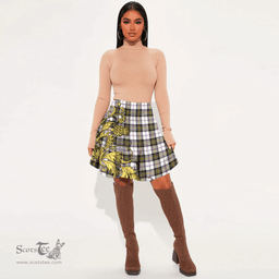 Scottish MacPherson Dress Modern Tartan Womens Mini Skirt Scotland Luxury Golden Thistle Skirt