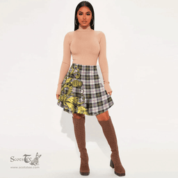 Scottish MacPherson Dress Ancient Tartan Womens Mini Skirt Scotland Luxury Golden Thistle Skirt
