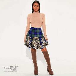 Scottish Arbuthnot Modern Tartan Womens Mini Skirt Scotland Royal Golden Thistle Skirt
