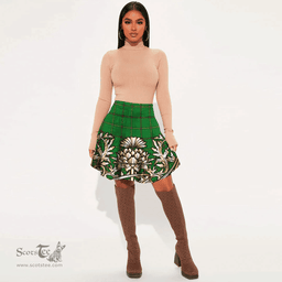 Scottish Don Tribe of Mar Tartan Womens Mini Skirt Scotland Royal Golden Thistle Skirt