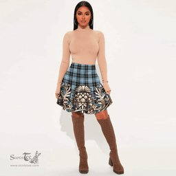 Scottish Clark Ancient Tartan Womens Mini Skirt Scotland Royal Golden Thistle Skirt