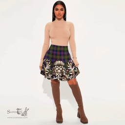 Scottish Cameron of Erracht Modern Tartan Womens Mini Skirt Scotland Royal Golden Thistle Skirt