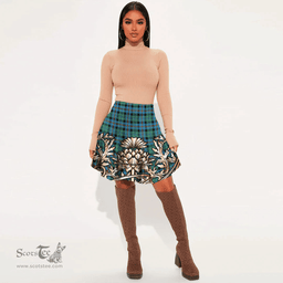 Scottish Campbell of Cawdor Ancient Tartan Womens Mini Skirt Scotland Royal Golden Thistle Skirt