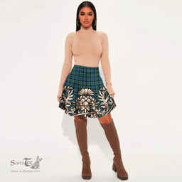 Scottish Campbell Ancient 02 Tartan Womens Mini Skirt Scotland Royal Golden Thistle Skirt