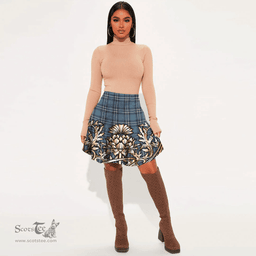 Scottish Earl of St Andrews Tartan Womens Mini Skirt Scotland Royal Golden Thistle Skirt