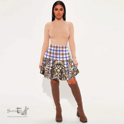 Scottish Boswell Modern Tartan Womens Mini Skirt Scotland Royal Golden Thistle Skirt