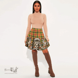 Scottish Baxter Tartan Womens Mini Skirt Scotland Royal Golden Thistle Skirt