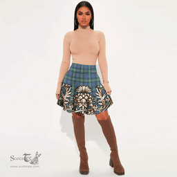 Scottish MacPhail Hunting Ancient Tartan Womens Mini Skirt Scotland Royal Golden Thistle Skirt