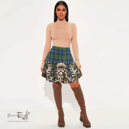 Scottish MacLaren Ancient Tartan Womens Mini Skirt Scotland Royal Golden Thistle Skirt