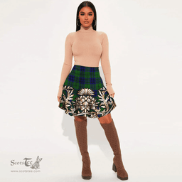 Scottish Keith Modern Tartan Womens Mini Skirt Scotland Royal Golden Thistle Skirt