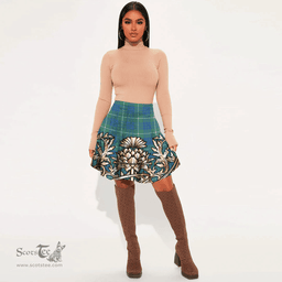 Scottish Hamilton Hunting Ancient Tartan Womens Mini Skirt Scotland Royal Golden Thistle Skirt