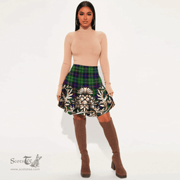 Scottish Leslie Hunting Tartan Womens Mini Skirt Scotland Royal Golden Thistle Skirt