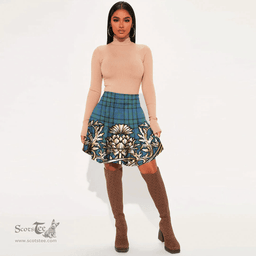 Scottish Matheson Hunting Ancient Tartan Womens Mini Skirt Scotland Royal Golden Thistle Skirt