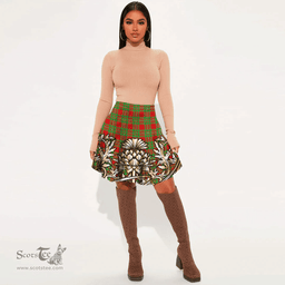 Scottish MacGregor Modern Tartan Womens Mini Skirt Scotland Royal Golden Thistle Skirt