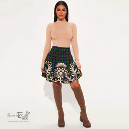 Scottish Morrison Modern Tartan Womens Mini Skirt Scotland Royal Golden Thistle Skirt