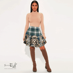 Scottish Gordon Dress Ancient Tartan Womens Mini Skirt Scotland Royal Golden Thistle Skirt