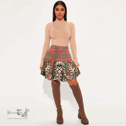 Scottish Grant Ancient Tartan Womens Mini Skirt Scotland Royal Golden Thistle Skirt