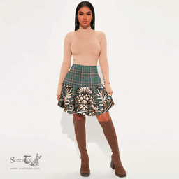Scottish MacFarlane Hunting Ancient Tartan Womens Mini Skirt Scotland Royal Golden Thistle Skirt