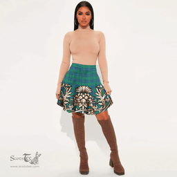 Scottish Irvine Ancient Tartan Womens Mini Skirt Scotland Royal Golden Thistle Skirt