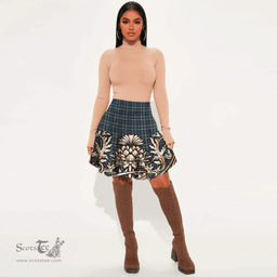 Scottish Graham of Montrose Modern Tartan Womens Mini Skirt Scotland Royal Golden Thistle Skirt