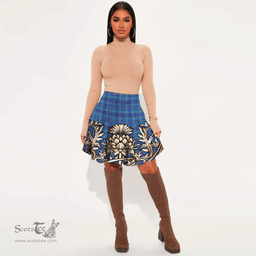 Scottish Mercer Modern Tartan Womens Mini Skirt Scotland Royal Golden Thistle Skirt