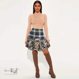 Scottish Gordon Dress Modern Tartan Womens Mini Skirt Scotland Royal Golden Thistle Skirt