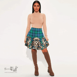 Scottish Flower Of Scotland Tartan Womens Mini Skirt Scotland Royal Golden Thistle Skirt