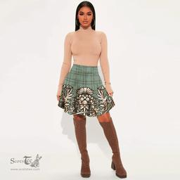 Scottish Kelly Dress Tartan Womens Mini Skirt Scotland Royal Golden Thistle Skirt