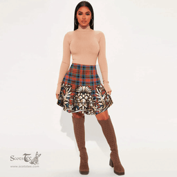 Scottish MacDuff Ancient Tartan Womens Mini Skirt Scotland Royal Golden Thistle Skirt