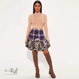 Scottish MacDonald Dress Modern Tartan Womens Mini Skirt Scotland Royal Golden Thistle Skirt