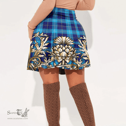 Scottish MacSporran Ancient Tartan Womens Mini Skirt Scotland Royal Golden Thistle Skirt