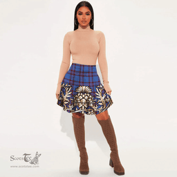 Scottish Elliot Modern Tartan Womens Mini Skirt Scotland Royal Golden Thistle Skirt