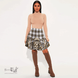 Scottish MacPherson Dress Modern Tartan Womens Mini Skirt Scotland Royal Golden Thistle Skirt