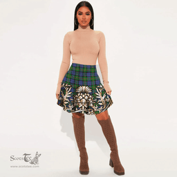 Scottish Paterson Tartan Womens Mini Skirt Scotland Royal Golden Thistle Skirt