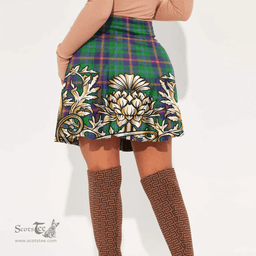 Scottish Young Modern Tartan Womens Mini Skirt Scotland Royal Golden Thistle Skirt