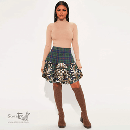 Scottish Wood Modern Tartan Womens Mini Skirt Scotland Royal Golden Thistle Skirt