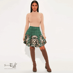 Scottish Ross Hunting Ancient Tartan Womens Mini Skirt Scotland Royal Golden Thistle Skirt