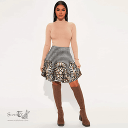 Scottish Shepherd Tartan Womens Mini Skirt Scotland Royal Golden Thistle Skirt