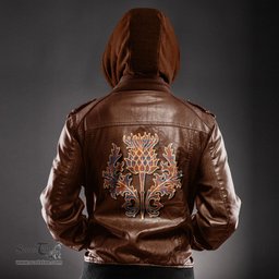 Scottish Cameron of Lochiel Ancient Clan Scottish Thistle Tartan Leather Jacket