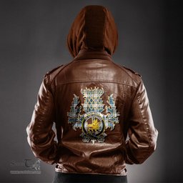Scottish Campbell Dress Ancient Clan Crest Scottish Thistle Tartan Leather Jacket