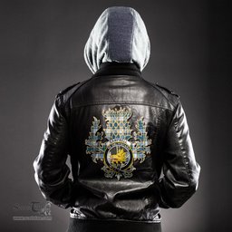 Scottish Campbell Dress Ancient Clan Crest Scottish Thistle Tartan Leather Jacket