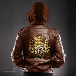 Scottish Barclay Dress Modern Clan Crest Scottish Thistle Tartan Leather Jacket