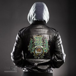 Scottish Graham of Montrose Ancient Clan Crest Scottish Thistle Tartan Leather Jacket