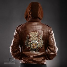 Scottish Gordon Weathered Clan Crest Scottish Thistle Tartan Leather Jacket
