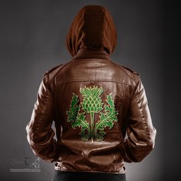 Scottish Don Tribe of Mar Clan Scottish Thistle Tartan Leather Jacket